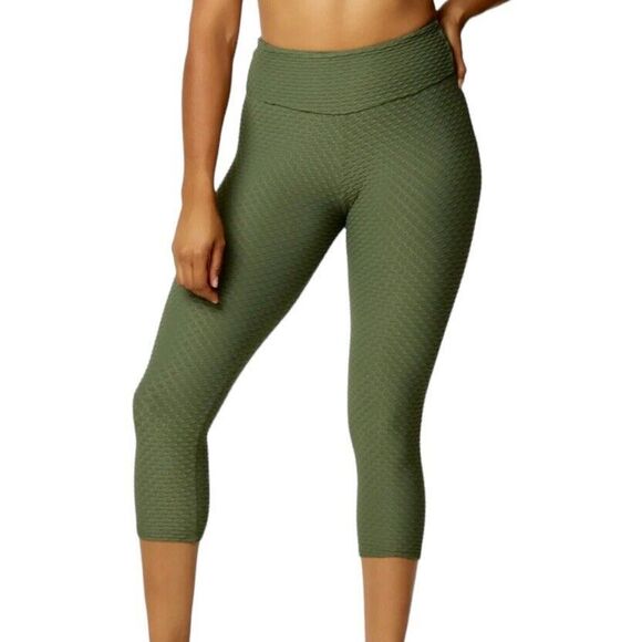 Booty by Brabants Womens Leggings One Size Croco Skin Green Activewear Ankle - Picture 4 of 12